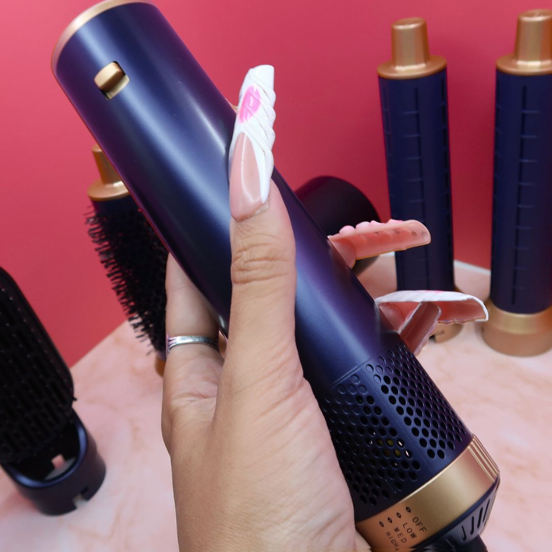 💇‍♀️ Set Coiffure 5-en-1 "AirGlam" – Sèche, Lisse, Boucle & Volume