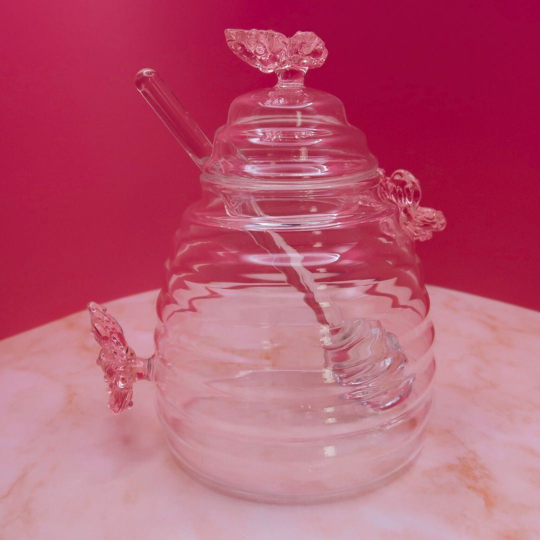 🍯 Pot à Miel "Crystal Bee" – Verre & Détails Papillon