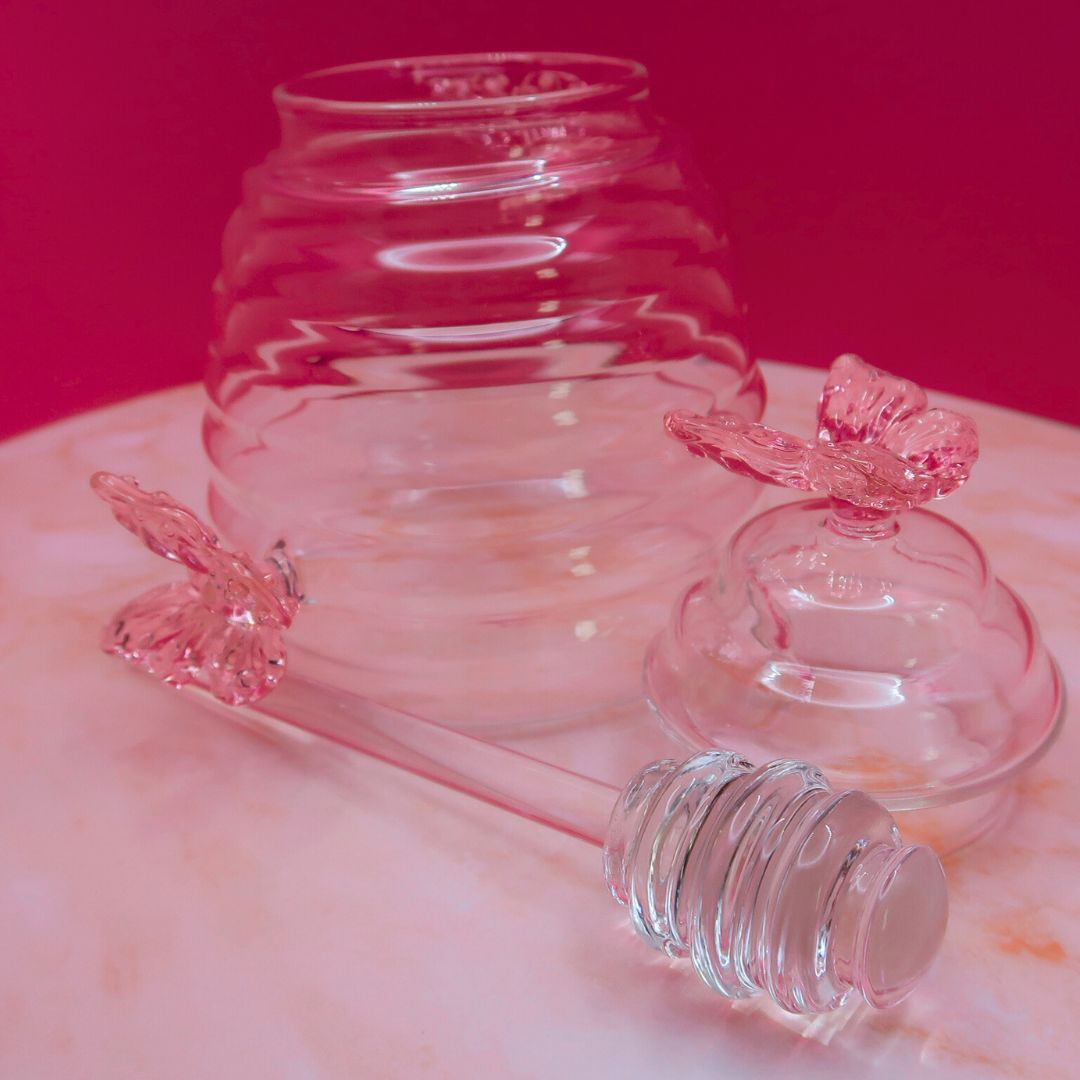 🍯 Pot à Miel "Crystal Bee" – Verre & Détails Papillon