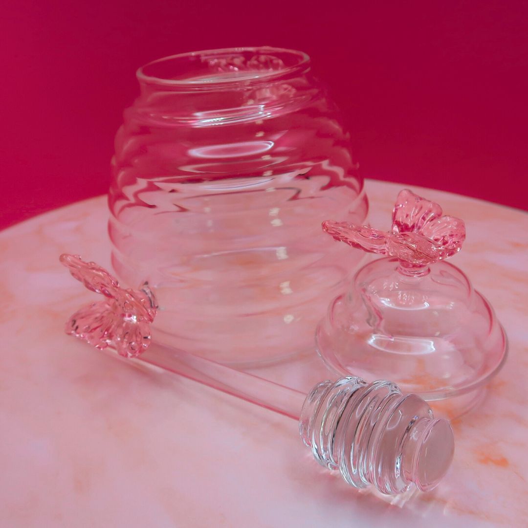 🍯 Pot à Miel "Crystal Bee" – Verre & Détails Papillon
