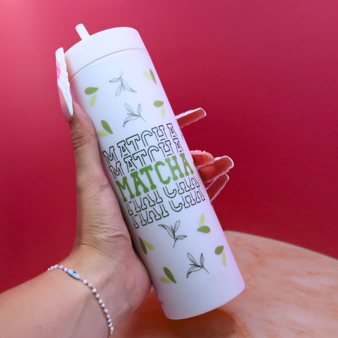 🍵 Tumbler Matcha Mood – Gobelet 600 ml avec Paille & Effet Thermochrome