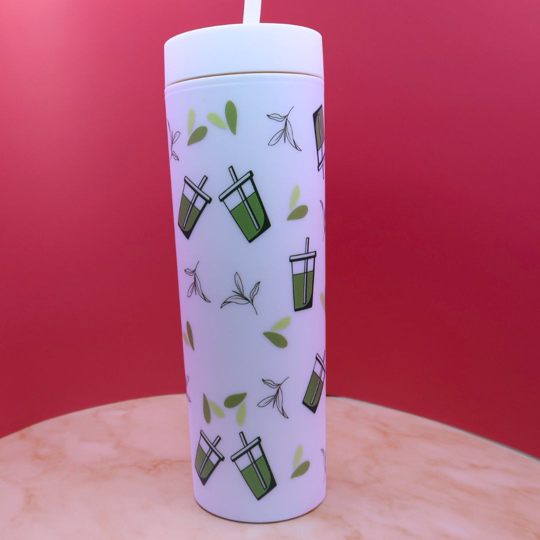 🍵 Tumbler Matcha Mood – Gobelet 600 ml avec Paille & Effet Thermochrome