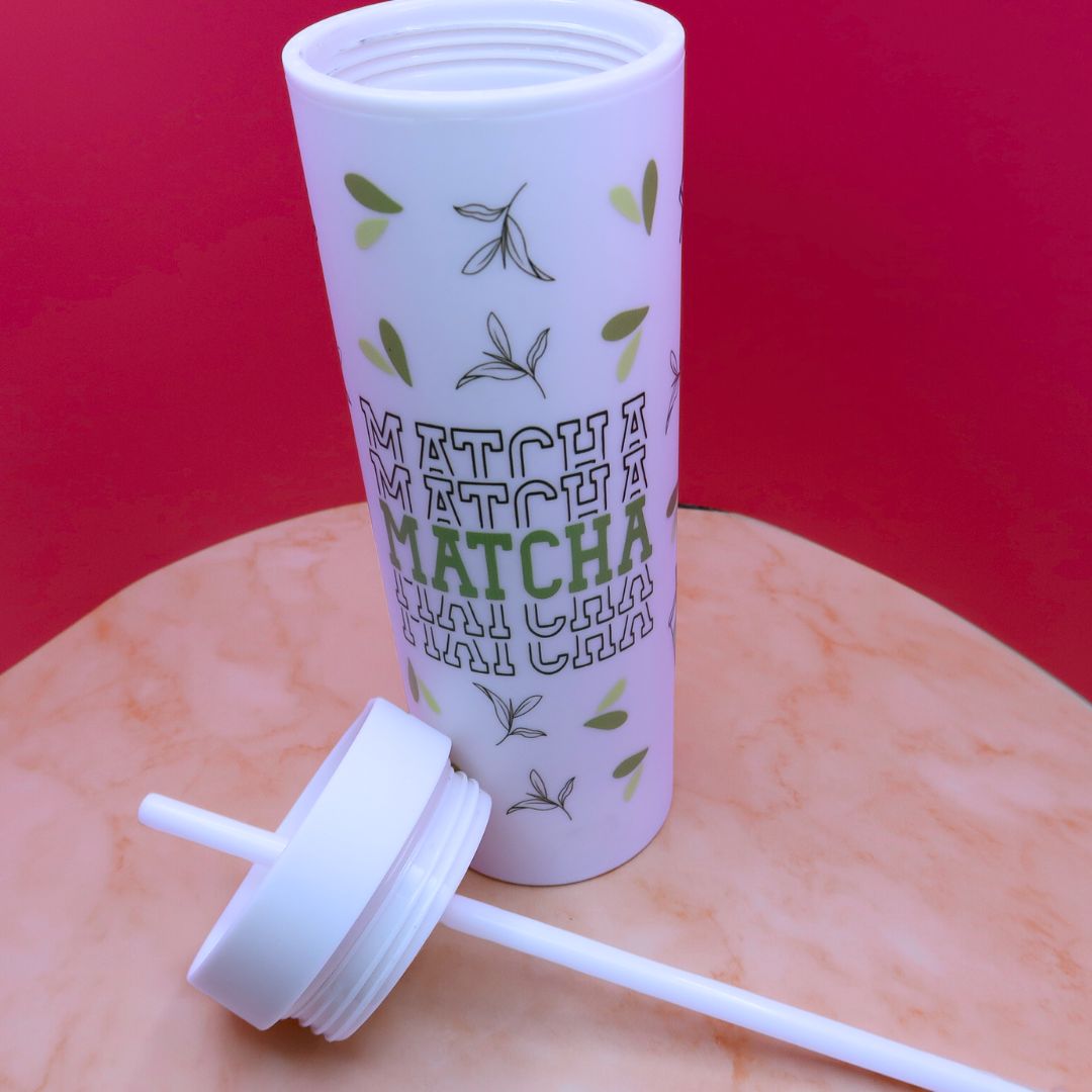 🍵 Tumbler Matcha Mood – Gobelet 600 ml avec Paille & Effet Thermochrome