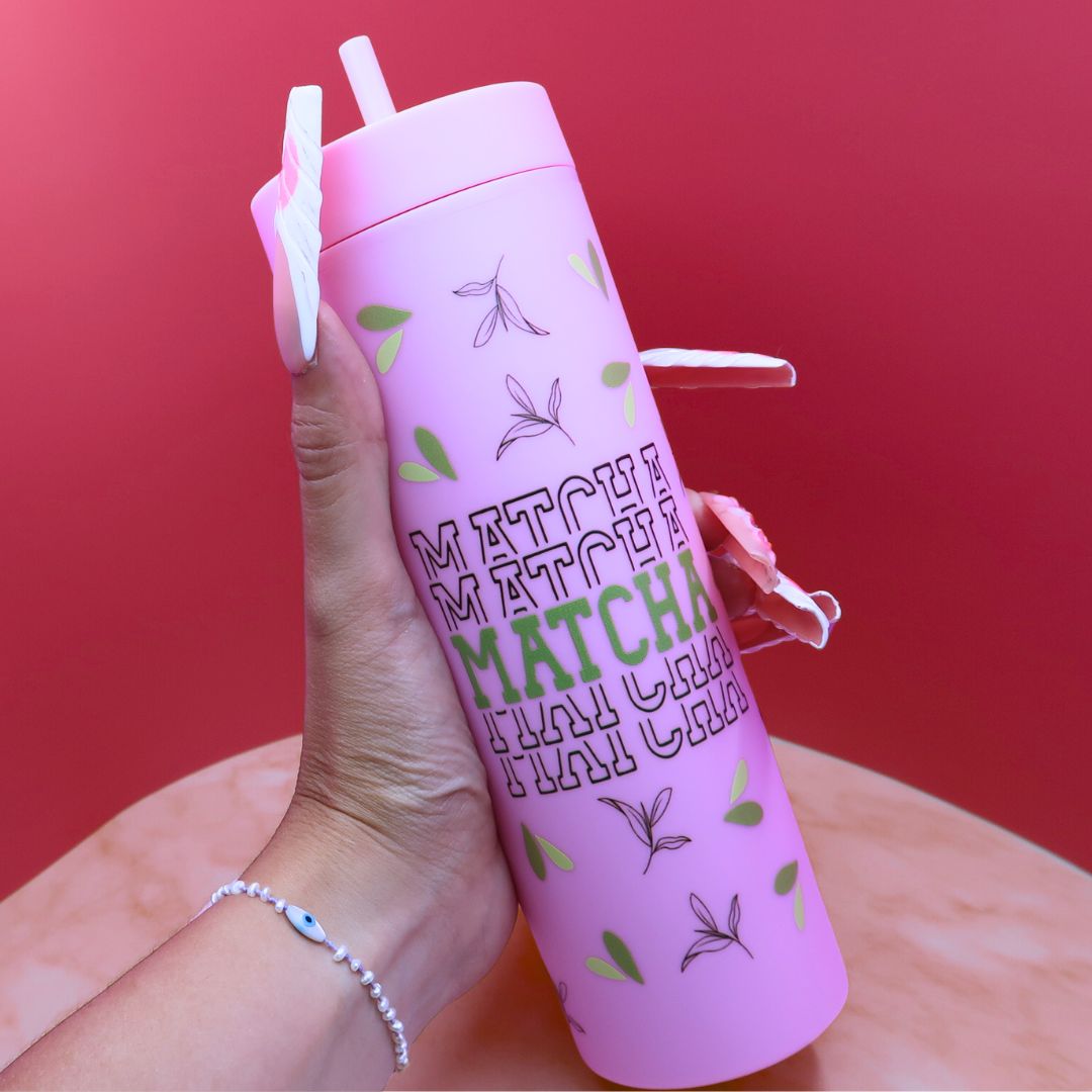 🍵 Tumbler Matcha Mood – Gobelet 600 ml avec Paille & Effet Thermochrome