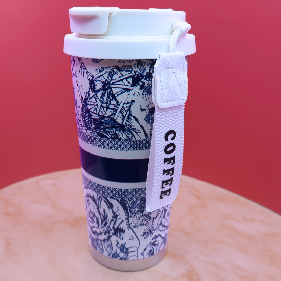 ☕ Mug Nomade "Blue Paris" – Gobelet Isotherme 400ml avec Sangle