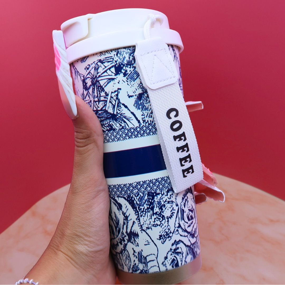 ☕ Mug Nomade "Blue Paris" – Gobelet Isotherme 400ml avec Sangle