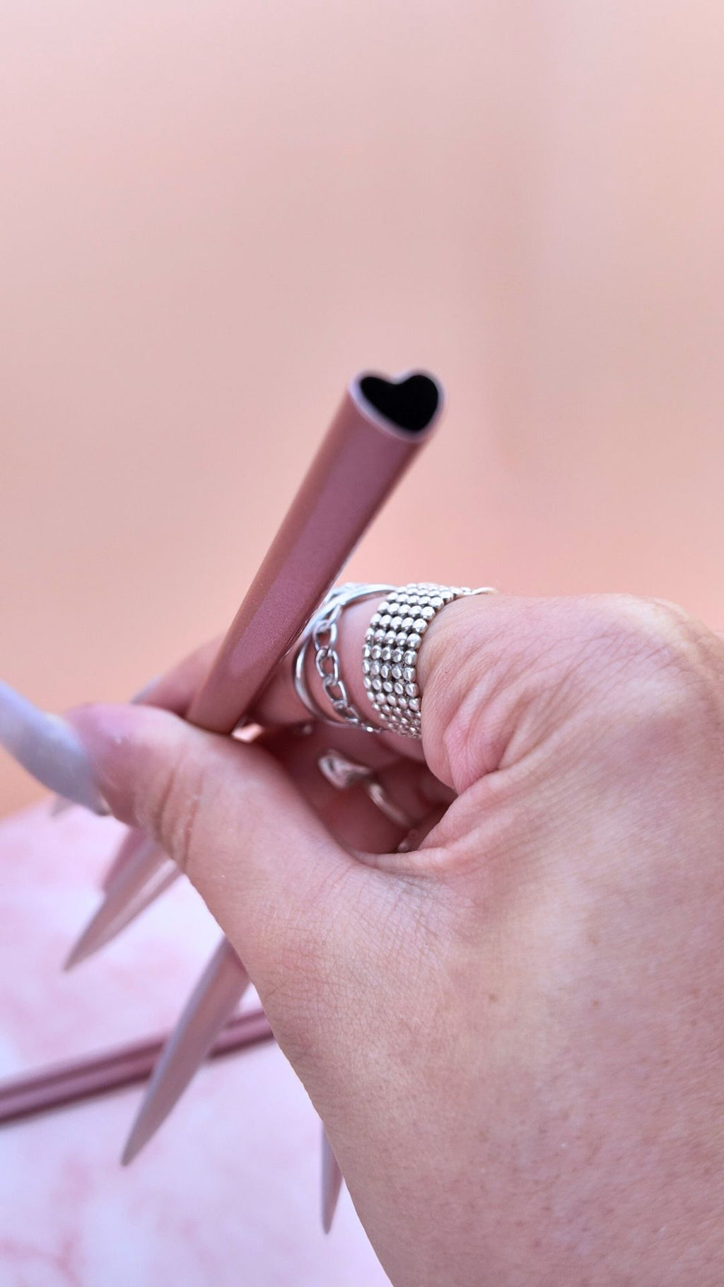 💗 Lot de 2 Pailles Cœur — Édition Pink Metal