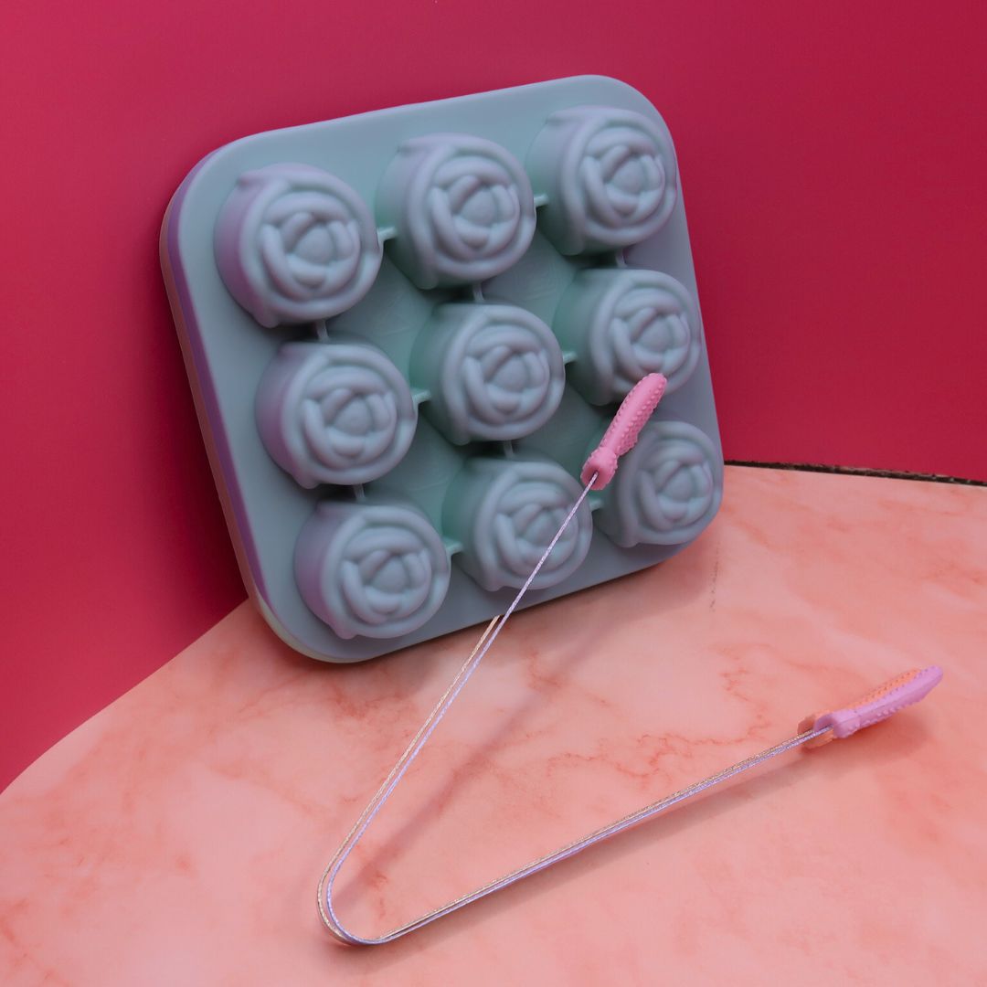 🌹 Moule Silicone "Roses d'Amour" – 9 Cavités + Pince Déco