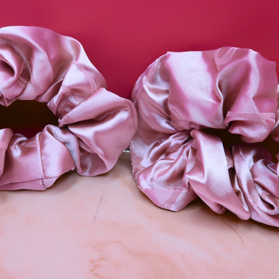 🎀 Kit boucles en soie – Rose poudré