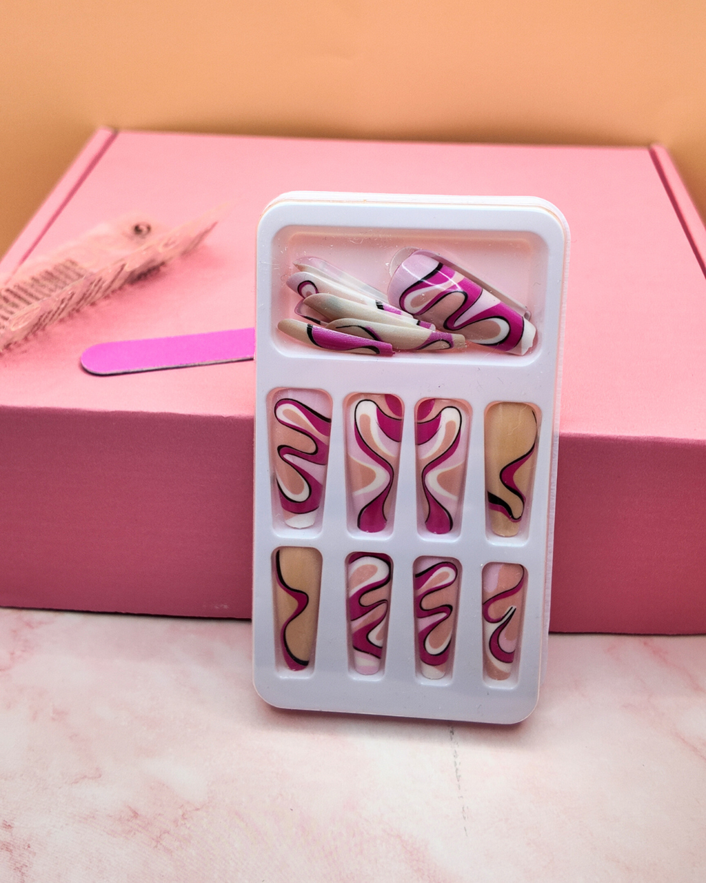 Pink Lava – Press On Nails 🔥💗