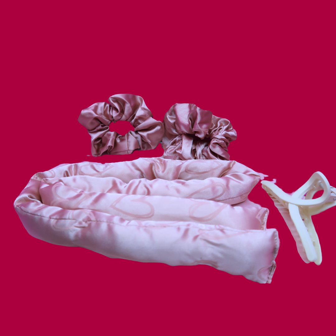 🎀 Kit boucles en soie – Rose poudré