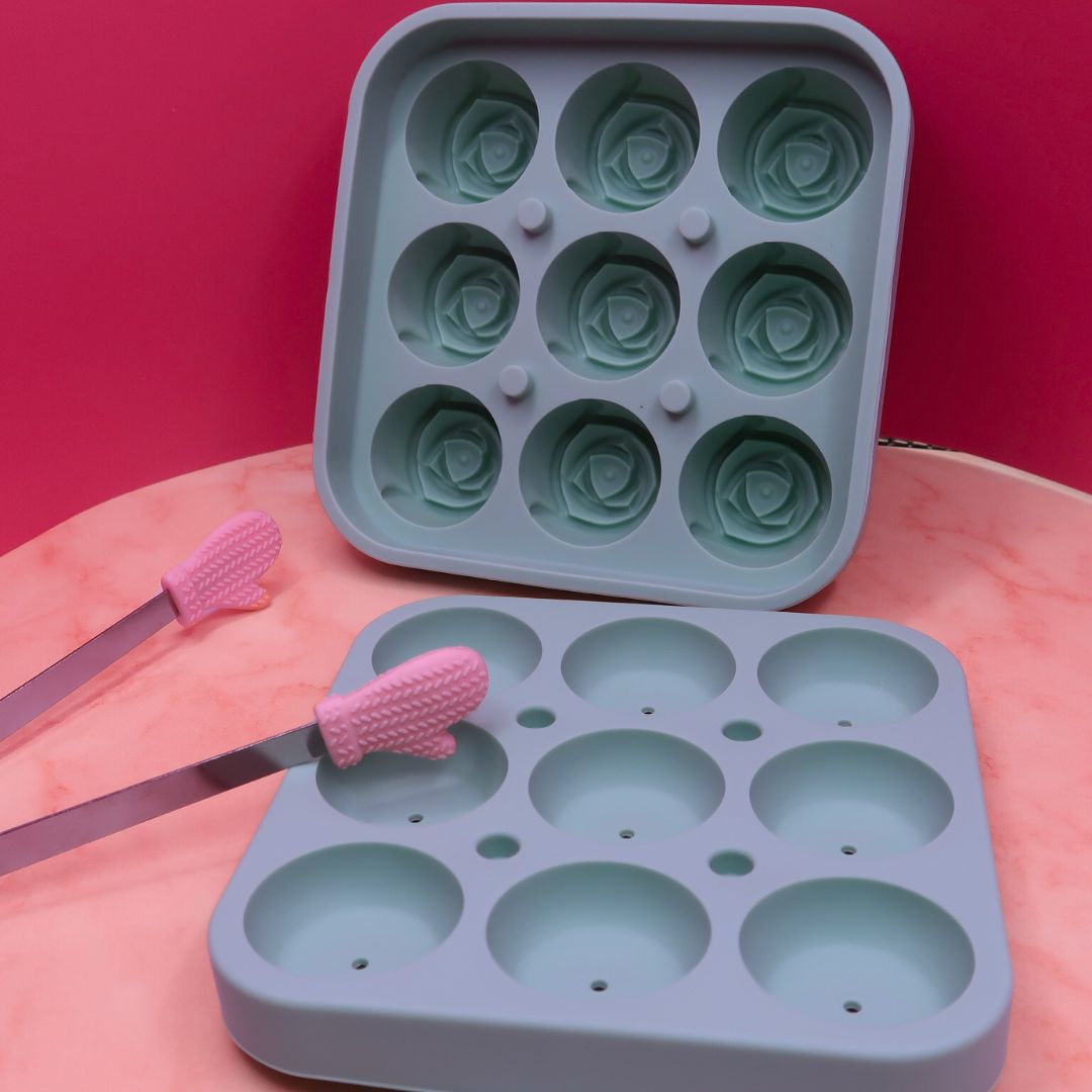 🌹 Moule Silicone "Roses d'Amour" – 9 Cavités + Pince Déco