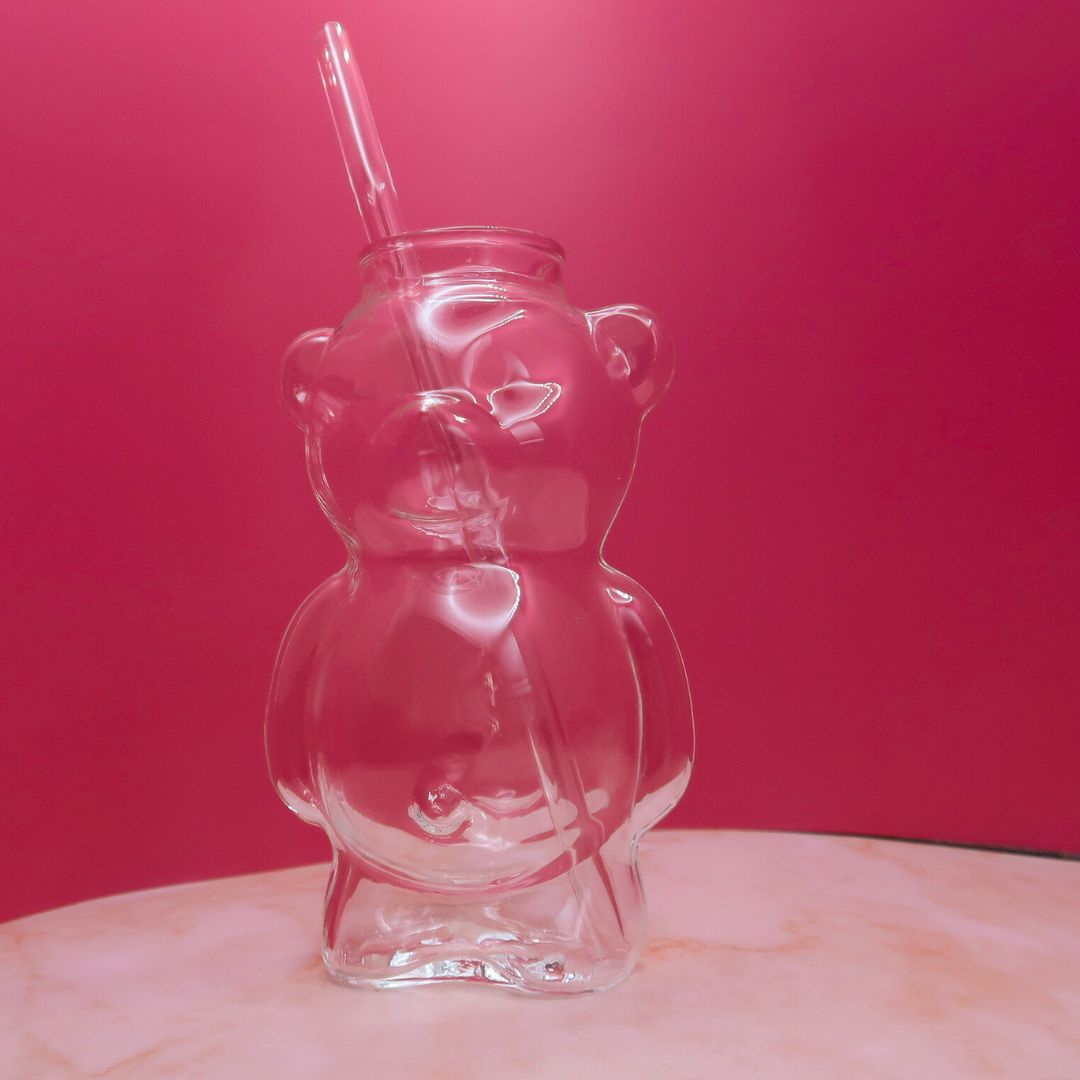 🧸💧 Gobelet en verre “Ourson” avec paille