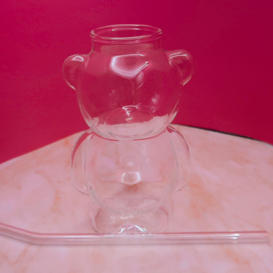 🧸💧 Gobelet en verre “Ourson” avec paille