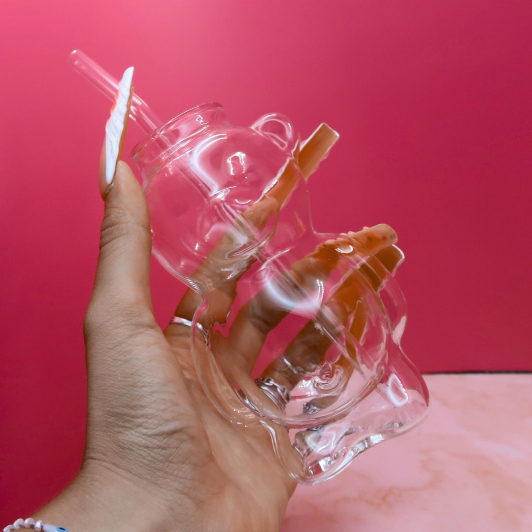 🧸💧 Gobelet en verre “Ourson” avec paille