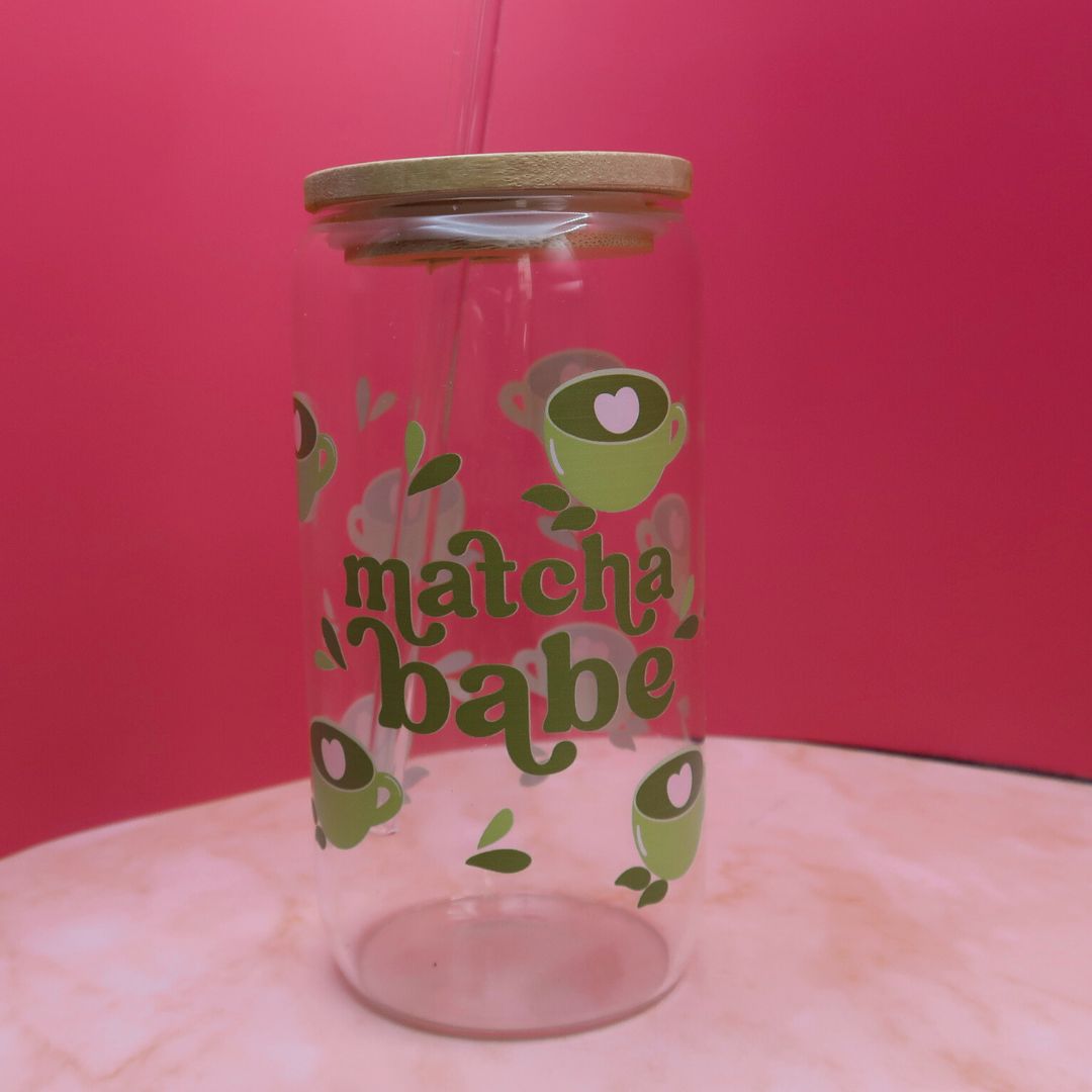 Gobelet en verre “Matcha Babe” 🍵💚