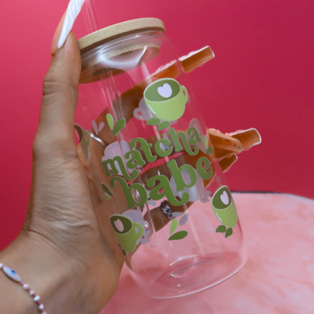 Gobelet en verre “Matcha Babe” 🍵💚