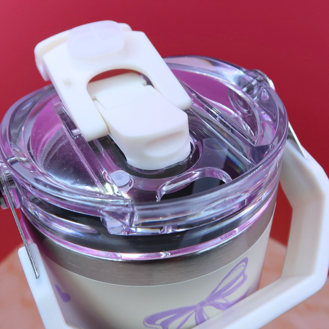🎀 Tumbler "Love Bow" – 1L Isotherme avec Anse & Couvercle Hermétique