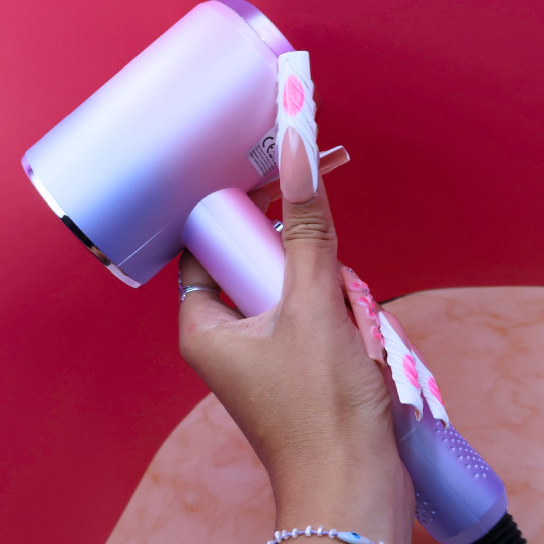 💋 Sèche-cheveux ionique compact – Dégradé Rose / Violet Nuit